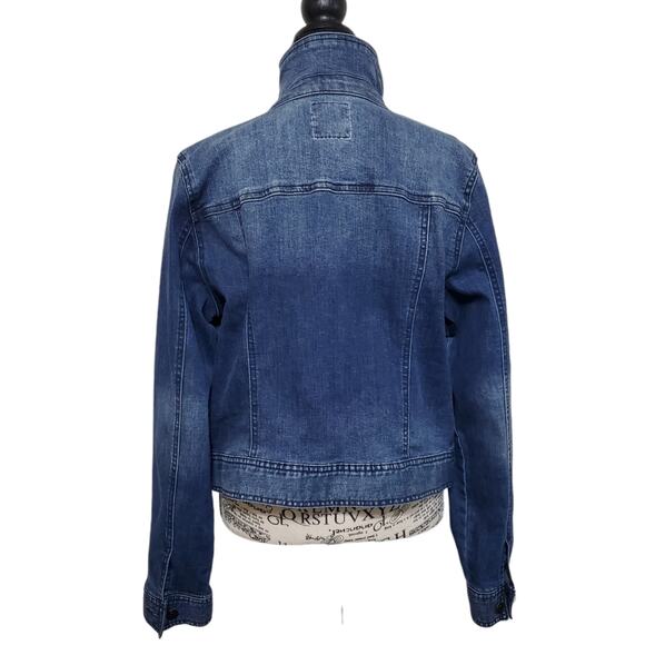 Celebrity Pink Denim Cropped Faded Wash Jean Jacket Comfort Stretch Size Large - Picture 2 of 10